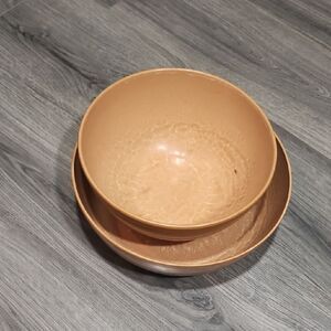 Set Of 2 Vintage 70's Coated Wooden Ellingers LG Mixing Bowls